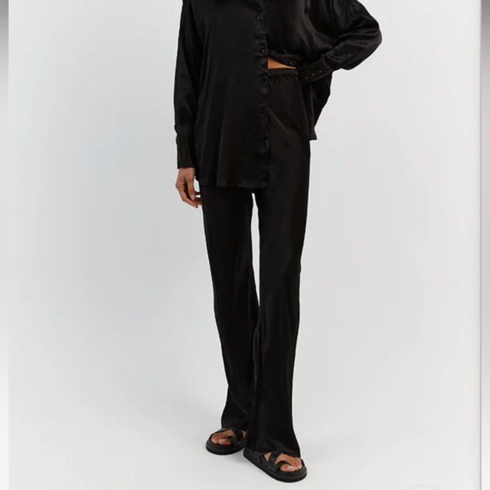 Dissh Simone Black Satin Bias Cut Pant